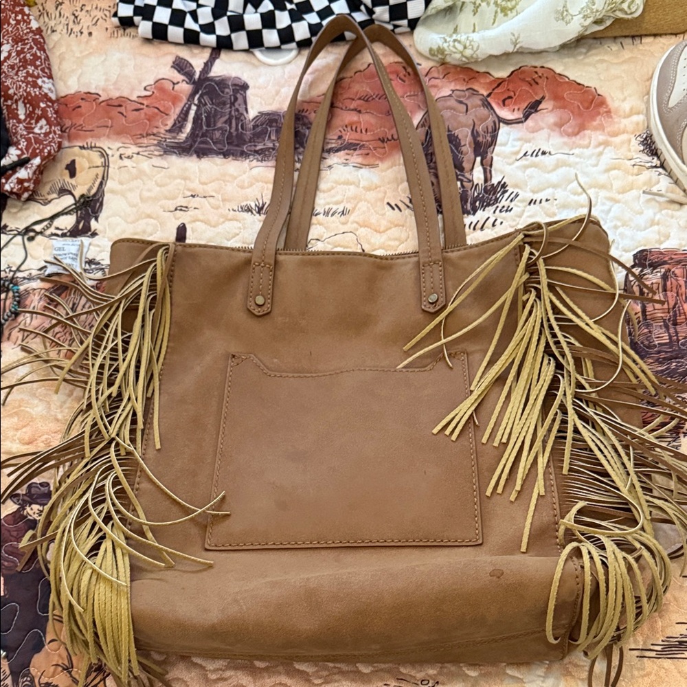 Universal Thread Tan Fringe Tote